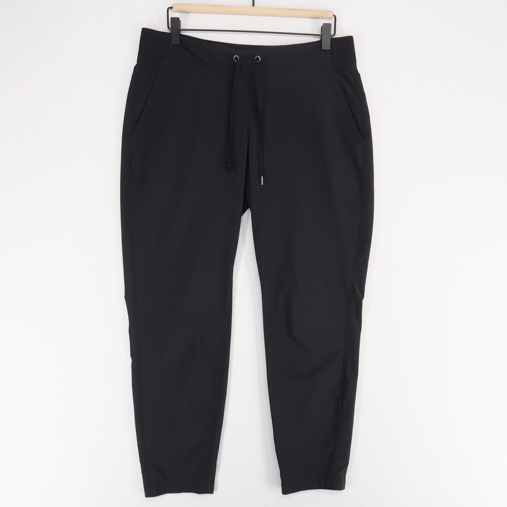 Athleta Midtown Pants Womens 10 Black Ankle Drawstring Reflective Featherweight